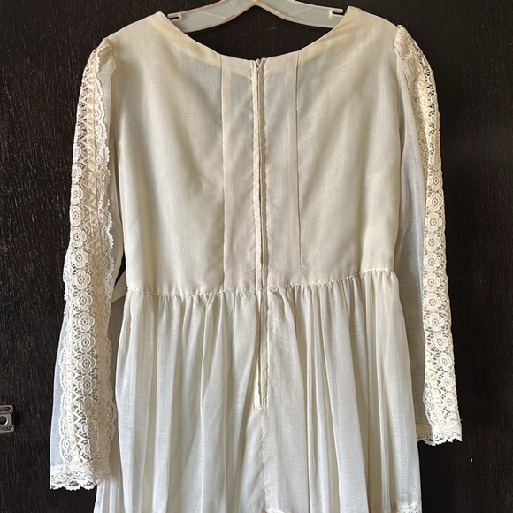 Vintage prairie cottagecore empire waist ivory maxi lace dress - Picture 6 of 8
